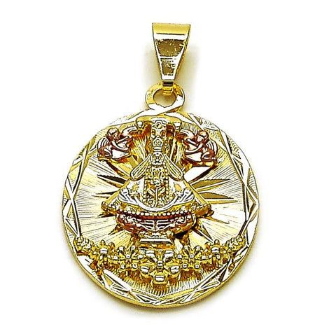 Dije Religioso 05.120.0103 Oro Laminado, Diseño de Caridad del Cobre, Diamantado, Tricolor