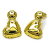 Arete Dormilona 02.282.0020 Oro Laminado, Diseño de Corazon, Pulido, Dorado