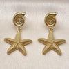 Arete Colgante 02.282.0066 Oro Laminado, Diseño de Estrella y Caracol, Diseño de Estrella, Mate, Dorado