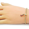 Pulsera de Dije 03.341.2283.07 Oro Laminado, Diseño de Zapato y Corazon, Diseño de Zapato, Esmaltado Rojo, Dorado