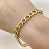 Pulsera Básica 03.256.0013.09 Acero Inoxidable, Diseño de Cubana, Pulido, Dorado