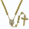 Rosario Mediano 09.253.0081.26 Oro Laminado, Diseño de Guadalupe y Crucifijo, Diseño de Guadalupe, con Zirconia Cubica Blanca, Diamantado, Dorado