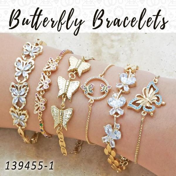 Kit Surtido de 20 Pulseras de Mariposa de Oro Laminado al por mayor — SKU 139455