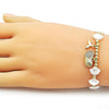 Pulsera Elegante 03.341.0257.07 Oro Laminado, Diseño de Concha y Pescado, Diseño de Concha, con Perla Marfil y Micro PaveBlanca, Pulido, Dorado