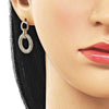 Arete Dormilona 02.283.0292 Oro Laminado, con Micro Pave Blanca, Pulido, Dorado