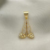 Dije Religioso 05.342.0105 Oro Laminado, Diseño de Manos de Rogacion, con Micro Pave Blanca, Pulido, Dorado