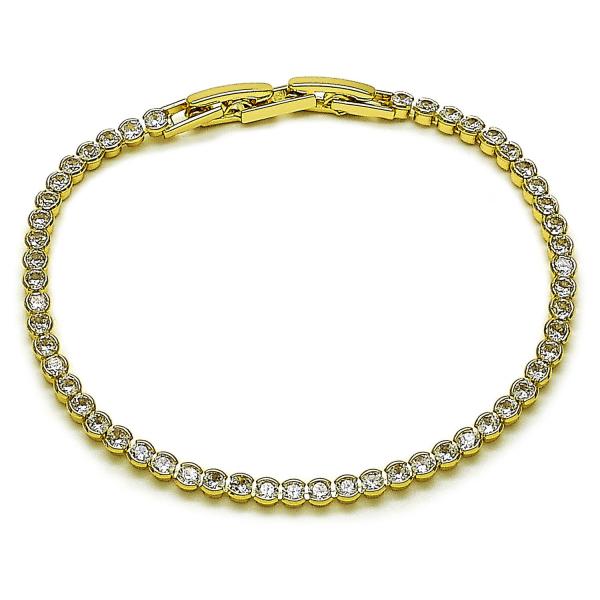 Pulsera Tennis 03.213.0342.07 Oro Laminado, con Zirconia Cubica Blanca, Pulido, Dorado