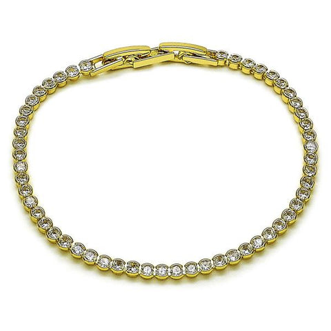 Pulsera Tennis 03.213.0342.07 Oro Laminado, con Zirconia Cubica Blanca, Pulido, Dorado