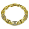 Pulsera Tennis 03.283.0479.07 Oro Laminado, Diseño de Puff Mariner, con Zirconia Cubica Blanca, Pulido, Dorado