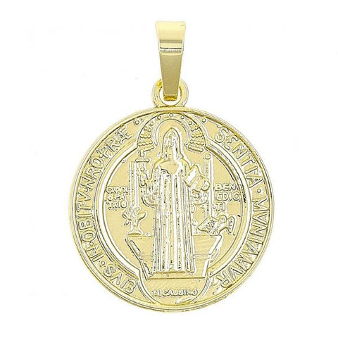 Dije Religioso 5.199.022.1 Oro Laminado, Diseño de San Benito, Diamantado, Dorado