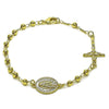 Pulsera Elegante 03.213.0359.08 Oro Laminado, Diseño de Guadalupe y Crucifijo, Diseño de Guadalupe, Pulido, Dorado