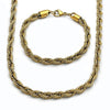 Collar y Pulso 06.435.0005 Acero Inoxidable, Diseño de Rope, Pulido, Dorado