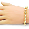 Pulsera Bolo Ajustable 03.417.0005.11 Oro Laminado, Diseño de Bola y Box, Diseño de Bola, con Zirconia Cubica Blanca, Pulido, Dorado