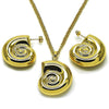 Juego de Arete y Dije de Adulto 10.282.0015 Oro Laminado, Diseño de Caracol y Hueco, Diseño de Caracol, Pulido, Dorado