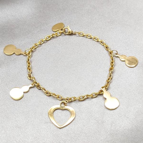 Pulsera Elegante 03.63.22997.08 Acero Inoxidable, Diseño de Corazon y Guitarra, Diseño de Corazon, Pulido, Dorado