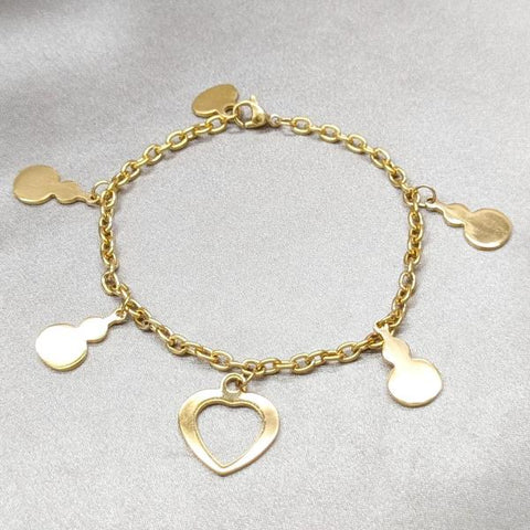 Pulsera Elegante 03.63.22997.08 Acero Inoxidable, Diseño de Corazon y Guitarra, Diseño de Corazon, Pulido, Dorado