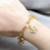 Pulsera Elegante 03.63.22114.08 Acero Inoxidable, Diseño de Flor, con Cristal Blanca, Pulido, Dorado