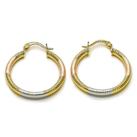 Argolla Mediana 02.213.0258.1.30 Oro Laminado, Diseño de Hueco, Diamantado, Tricolor