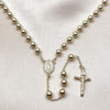 Rosario Mediano 09.213.0064.24 Oro Laminado, Diseño de Guadalupe y Crucifijo, Diseño de Guadalupe, con Zirconia Cubica Blanca, Pulido, Dorado