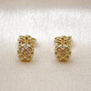 Arete Dormilona 02.156.0720 Oro Laminado, Diseño de Pina, con Zirconia Cubica Blanca, Pulido, Dorado