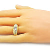 Anillo Multi Piedra 01.196.0009 Oro Laminado, Diseño de Corazon, con Zirconia Cubica Blanca, Diamantado, Dorado