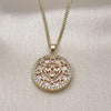 Collares con Dije 04.423.0001.18 Oro Laminado, Diseño de Mama y Corazon, Diseño de Mama, con Madre Perla Rosado y Zirconia CubicaBlanca, Pulido, Dorado