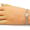 Pulsera Elegante 03.213.0367.08 Oro Laminado, Diseño de Cola de Raton, con Zirconia Cubica Blanca, Pulido, Dorado