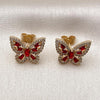 Arete Dormilona 02.344.0180 Oro Laminado, Diseño de Mariposa y Baguette, Diseño de Mariposa, con Zirconia Cubica Granate y Blanca, Pulido, Dorado