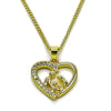 Collares con Dije 04.423.0002.18 Oro Laminado, Diseño de Corazon y Mama, Diseño de Corazon, con Zirconia Cubica Blanca, Pulido, Dorado