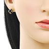 Arete Dormilona 02.342.0360 Oro Laminado, Diseño de Bola, con Zirconia Cubica Negro, Pulido, Dorado