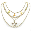 Gargantilla Elegante 04.437.0006.16 Acero Inoxidable, Diseño de Estrella y Paperclip, Diseño de Estrella, con Micro Pave Blanca, Pulido, Dorado