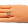 Anillo Multi Piedra 01.210.0122.1.09 Oro Laminado, Diseño de Corazon, con Zirconia Cubica Negro y Blanca, Pulido, Dorado