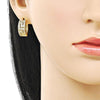 Argolla Huggie 02.283.0275.20 Oro Laminado, Diseño de Llave Griega, con Zirconia Cubica Blanca, Pulido, Dorado
