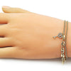 Pulsera Elegante 03.213.0386.07 Oro Laminado, Diseño de Puff Mariner y Miami Cubana, Diseño de Puff Mariner, con Micro Pave Blanca y Zirconia CubicaBlanca, Pulido, Dorado
