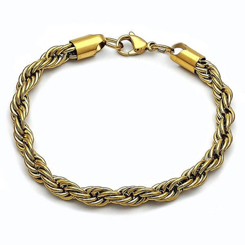 Pulsera Básica 03.435.0006.09 Acero Inoxidable, Diseño de Rope, Pulido, Dorado