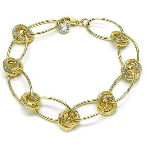 Pulsera Elegante 03.331.0277.09 Oro Laminado, Diseño de Nudo y Rolo, Diseño de Nudo, con Zirconia Cubica Blanca, Diamantado, Dorado