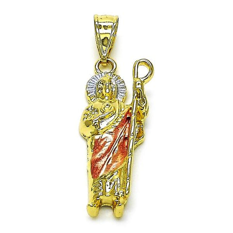 Dije Religioso 05.411.0064 Oro Laminado, Diseño de San Judas, Pulido, Tricolor