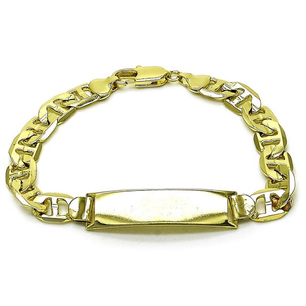 Pulsera con Placa 03.213.0369.08 Oro Laminado, Diseño de Mariner, Diamantado, Dorado