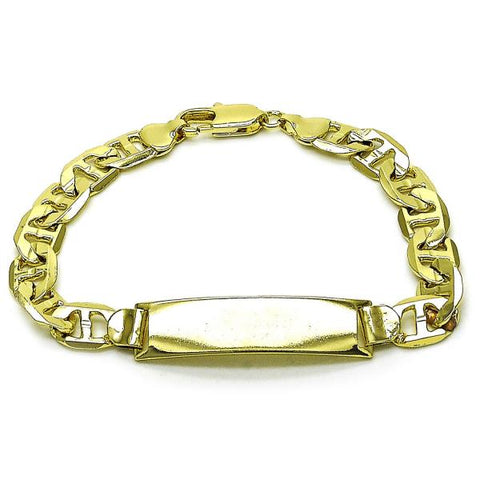 Pulsera con Placa 03.213.0369.08 Oro Laminado, Diseño de Mariner, Diamantado, Dorado