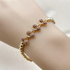Pulsera Elegante 03.283.0484.07 Oro Laminado, Diseño de Cereza, con Zirconia Cubica Rubi, Pulido, Dorado