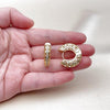 Argolla Huggie 02.195.0357.25 Oro Laminado, Diseño de Ojo Griego, con Micro Pave Blanca, Pulido, Dorado