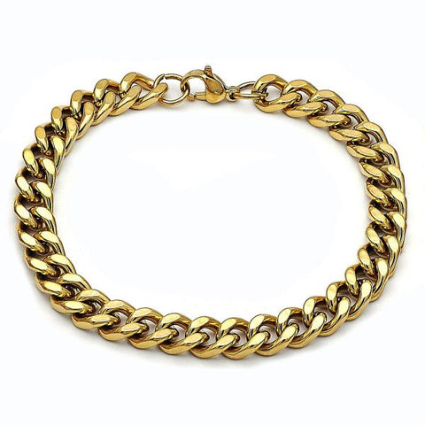 Pulsera Básica 03.435.0002.09 Acero Inoxidable, Diseño de Miami Cubana, Pulido, Dorado