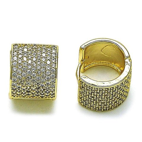 Argolla Huggie 02.283.0144.16 Oro Laminado, con Zirconia Cubica Blanca, Pulido, Dorado