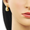 Arete Dormilona 02.282.0024 Oro Laminado, Diseño de Gota, Pulido, Dorado