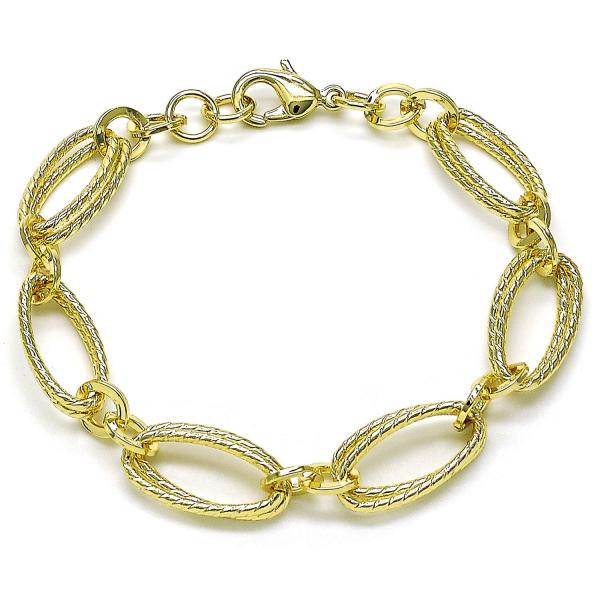 Pulsera Elegante 03.331.0281.08 Oro Laminado, Diseño de Chunky, Diamantado, Dorado