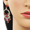 Arete Chandelier 02.436.0004.1 Oro Laminado, Diseño de Mariposa y Gota, Diseño de Mariposa, con Zirconia Cubica Rubi y Blanca, Pulido, Dorado