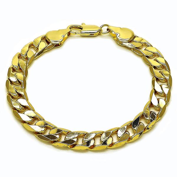 Pulsera Básica 04.213.0299.08 Oro Laminado, Diseño de Cubana, Pulido, Dorado
