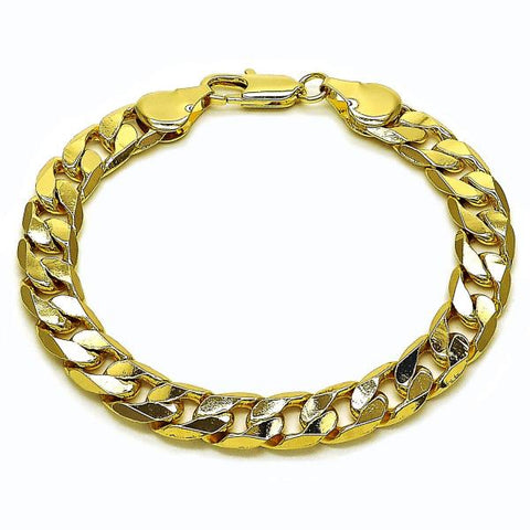 Pulsera Básica 04.213.0299.08 Oro Laminado, Diseño de Cubana, Pulido, Dorado