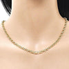 Gargantilla Básica 04.213.0352.24 Oro Laminado, Diseño de Rolo, Pulido, Dorado