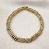 Pulsera Elegante 03.283.0505.07 Oro Laminado, Diseño de Llave Griega, con Micro Pave Blanca, Pulido, Dorado